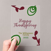 Red green happy Thanksgiving floral leaf fall Acryl Uitnodigingen (Insitu (Draagbaar))