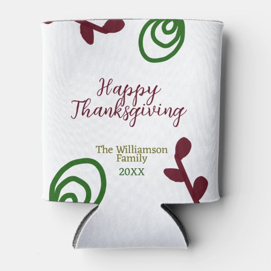 Red green happy Thanksgiving floral leaf fall Blikjeskoeler (Voorkant)