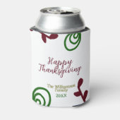 Red green happy Thanksgiving floral leaf fall Blikjeskoeler (Blikje Achterkant)
