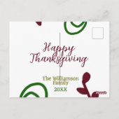 Red green happy Thanksgiving floral leaf fall Briefkaart (Achterkant)