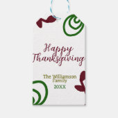 Red green happy Thanksgiving floral leaf fall Cadeaulabel (Voorkant)