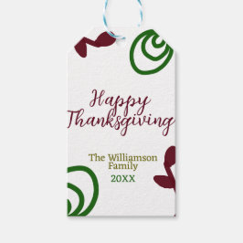 Red green happy Thanksgiving floral leaf fall Cadeaulabel