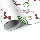 Red green happy Thanksgiving floral leaf fall Cadeaupapier (Rol Hoek)