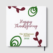 Red green happy Thanksgiving floral leaf fall Gastenboek (Achterkant)