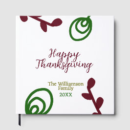 Red green happy Thanksgiving floral leaf fall Gastenboek