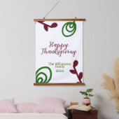 Red green happy Thanksgiving floral leaf fall Hangend Wandkleed (Slaapkamer)
