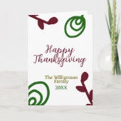 Red green happy Thanksgiving floral leaf fall Kaart (Voorkant)