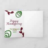 Red green happy Thanksgiving floral leaf fall Kaart (Binnen)