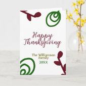 Red green happy Thanksgiving floral leaf fall Kaart (Gele Bloem)