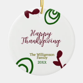 Red green happy Thanksgiving floral leaf fall Keramisch Ornament
