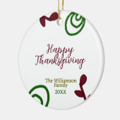 Red green happy Thanksgiving floral leaf fall Keramisch Ornament (Links)