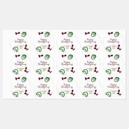 Red green happy Thanksgiving floral leaf fall Labels