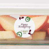 Red green happy Thanksgiving floral leaf fall Labels (Aangebracht)