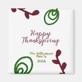 Red green happy Thanksgiving floral leaf fall Magneet (Voorkant)
