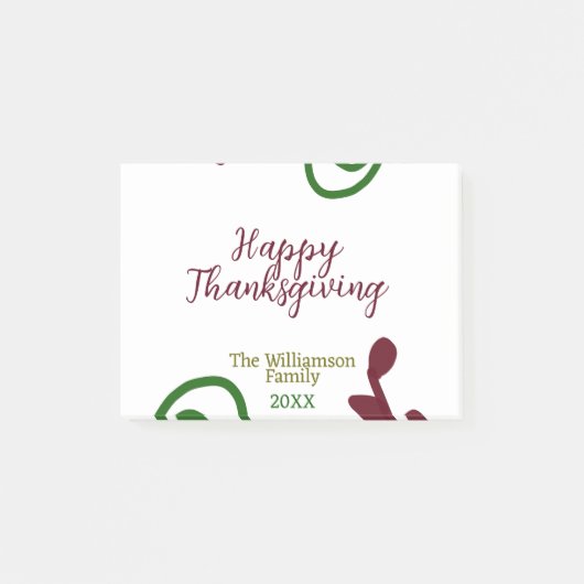 Red green happy Thanksgiving floral leaf fall Post-it® Notes (Voorkant)