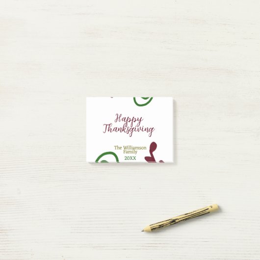 Red green happy Thanksgiving floral leaf fall Post-it® Notes (Op bureau)