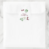 Red green happy Thanksgiving floral leaf fall Ronde Sticker (Tas)