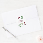 Red green happy Thanksgiving floral leaf fall Ronde Sticker (Envelop)