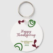 Red green happy Thanksgiving floral leaf fall Sleutelhanger (Achterkant)