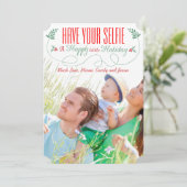 Red Green heeft je Selfie een vrolijke feestdag Feestdagenkaart (Staand voorkant)