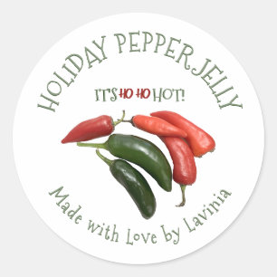 Red Green Holiday Hot Pepper Jelly Gemaakt met Lie Ronde Sticker