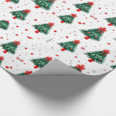 Red Green Holiday-kerstboompatroon Cadeaupapier (Hoek)