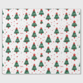 Red Green Holiday-kerstboompatroon Cadeaupapier (Vlak)