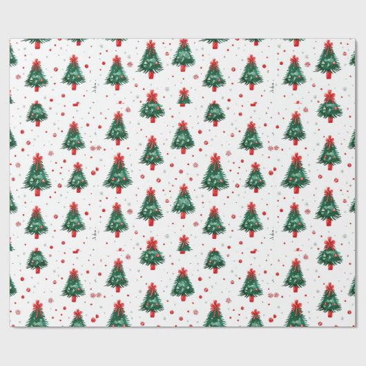 Red Green Holiday-kerstboompatroon Cadeaupapier (Vlak)