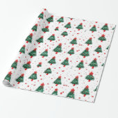 Red Green Holiday-kerstboompatroon Cadeaupapier (Uitgerold)