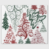 Red Green Holiday-kerstboompatroon Cadeaupapier (Vlak)
