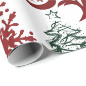 Red Green Holiday-kerstboompatroon Cadeaupapier (Rol Hoek)