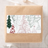 Red Green Holiday-kerstboompatroon Etiket (Insitu)
