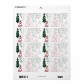 Red Green Holiday-kerstboompatroon Etiket (Full Sheet)