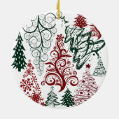 Red Green Holiday-kerstboompatroon Keramisch Ornament (Achterkant)