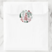Red Green Holiday-kerstboompatroon Ronde Sticker (Tas)