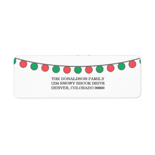 Red Green Holiday Koord van Lichten Adresetiketten Etiket
