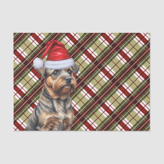 Red Green Holiday Plaid Christmas Border Terrier Tissuepapier (Voorkant)