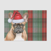 Red Green Holiday Plaid Christmas French Bulldog Tissuepapier (Voorkant)