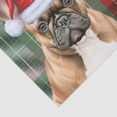 Red Green Holiday Plaid Christmas French Bulldog Tissuepapier (Detail)
