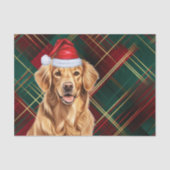 Red Green Holiday Plaid Christmas Golden Retriever Tissuepapier (Voorkant)