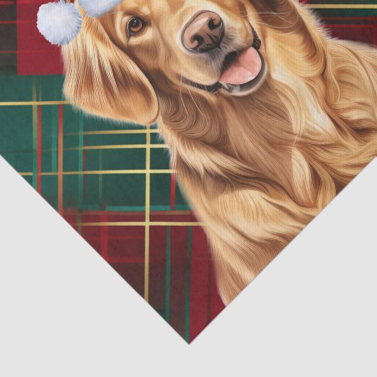 Red Green Holiday Plaid Christmas Golden Retriever Tissuepapier (Detail)