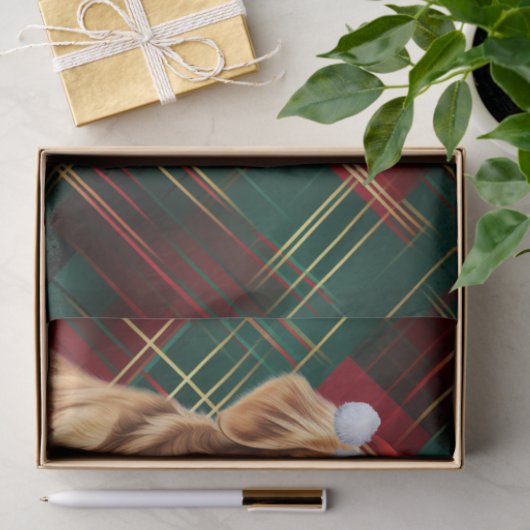 Red Green Holiday Plaid Christmas Golden Retriever Tissuepapier (Geschenk)
