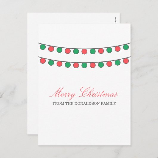 Red Green Holiday String of Lights Briefkaart (Voorkant / Achterkant)