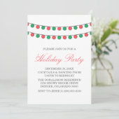 Red Green Holiday String of Lights Party nodigt ui Kaart (Staand voorkant)