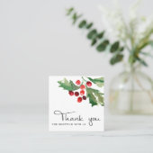 RED GREEN HOLLY BERRY CHRISTMAS DANK U LOGO VIERKANTE VISITEKAARTJE (Staand voorkant)