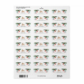 RED GREEN HOLLY BERRY DEER DUO NIEUW JAAR ADRES ETIKET (Full Sheet)
