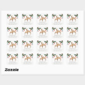 RED GREEN HOLLY BERRY DEER DUO NIEUW JAAR ADRES VIERKANTE STICKER (Vel)