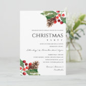 RED GREEN HOLLY BERRY PINE CONE KERSTFEEST FEESTDAGENKAART (Staand voorkant)