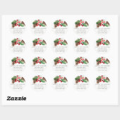 RED GREEN HOLLY BERRY PINE CONE NIEUW JAARADRES RONDE STICKER (Vel)