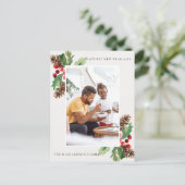 RED GREEN HOLLY BERRY PINE CONE NIEUWJAARSFOTO BRIEFKAART (Staand voorkant)